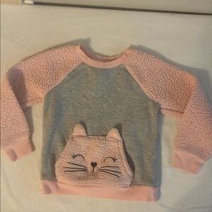 Cat & Jack Pink and Gray Kids Sweatshirt with Cat Design